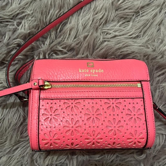 Kate Spade Handbags - Kate Spade Pink Embossed Crossbody Bag with Gold Accents